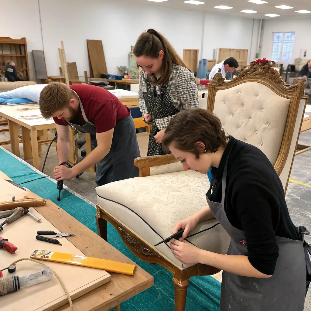 Upholstery course in action